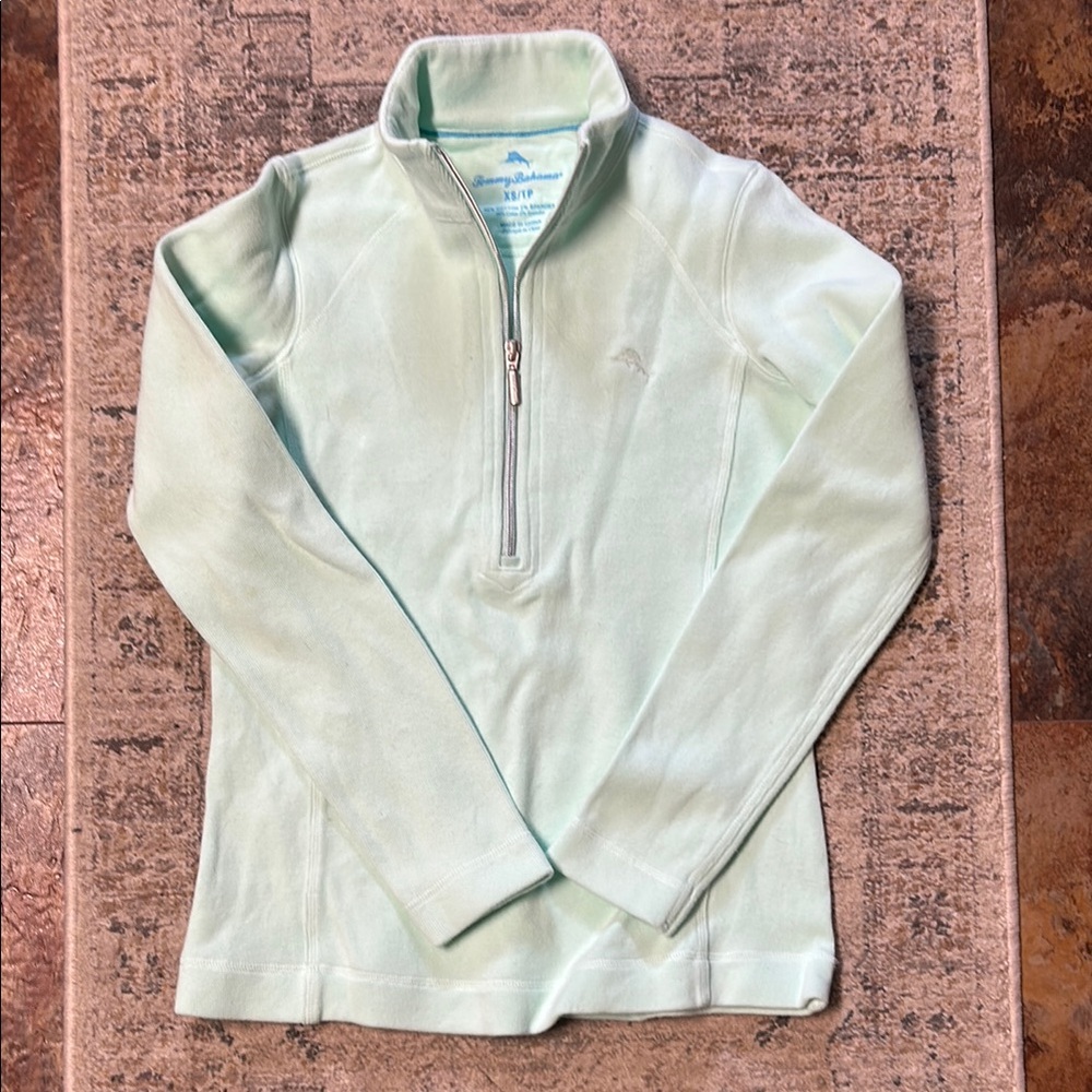 Tommy Bahama XS half-zip zip mint green pullover like new